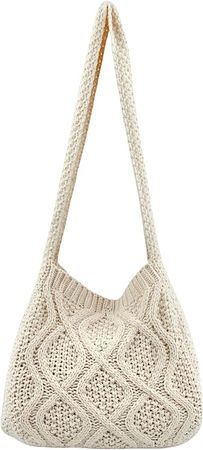 Amazon.com: Verdusa Women's Crochet Shoulder HandBags Hobo Knitted Tote Bag Shopping Bags Beige one-size : Clothing, Shoes & Jewelry