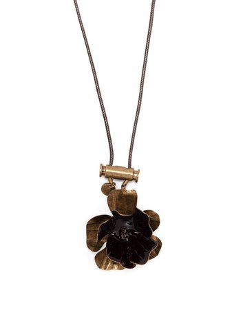 Marni Floral Pendant Leather Necklace - Farfetch