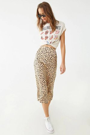 forever 21 leopard print satin skirt