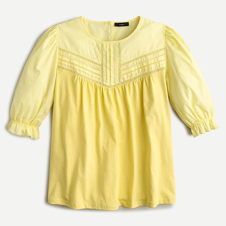 J.Crew: Puffed-sleeve Woven Lace Top yellow