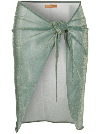 Green Antonella Rizza knotted glittered skirt PRLIBRA20000 - Farfetch