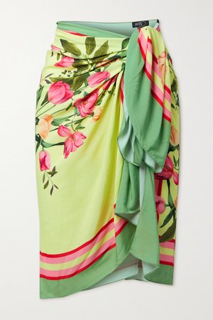 Chartreuse Tula floral-print voile pareo | PATBO | NET-A-PORTER