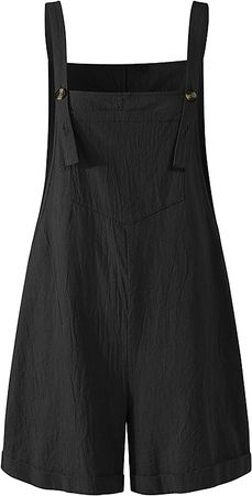 Amazon.com: Qiaomai Womens Cotton Linen Short Overalls Shorts Button Straps Romper Shortalls Summer (Black-S) : Clothing, Shoes & Jewelry