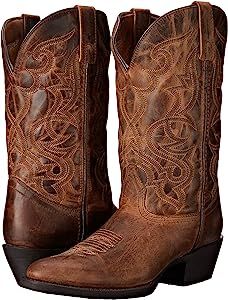 Amazon.com | Laredo Womens Maddie Round Toe Dress Boots Mid Calf Low Heel 1-2" - Brown - Size 7.5 B | Mid-Calf