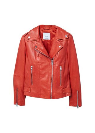 MANGO Zipper leather biker jacket