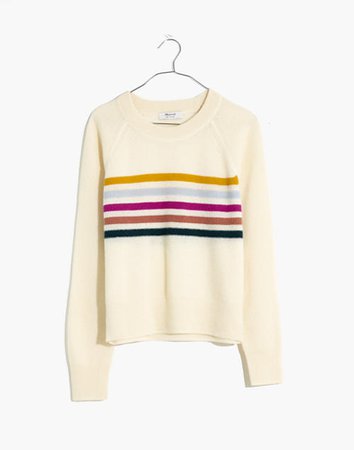 (Re)sponsible Cashmere Shrunken Sweatshirt in Placed Stripe