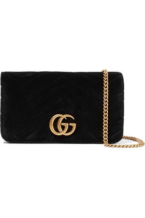 Gucci | GG Marmont micro quilted velvet and textured-leather shoulder bag | NET-A-PORTER.COM