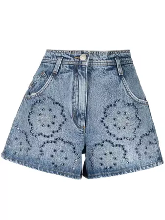 Maje crystal-embellished Denim Shorts - Farfetch