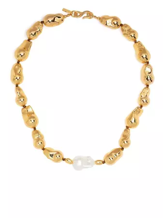 Kenneth Jay Lane Gold Nugget And Pearl Necklace - Farfetch