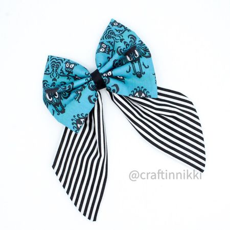 Haunted Mansion Motif and Striped Large Fabric Hair Bow - Etsy