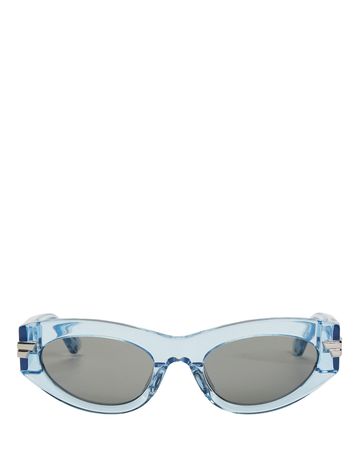 Bottega Veneta Mini Rounded Cat-Eye Sunglasses in blue | INTERMIX®