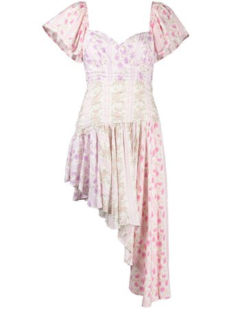 LoveShackFancy floral-print Asymmetric Mini Dress - Farfetch