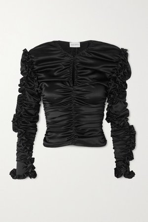 Magda Butrym | Konya ruched silk-blend satin top | NET-A-PORTER.COM