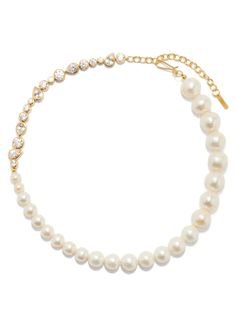 Pearl, crystal & 14kt gold-vermeil choker necklace | Completedworks