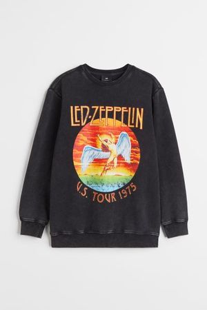 Regular Fit Printed Sweatshirt - Black/Led Zeppelin - Men | H&M US