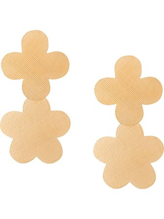 Annie Costello Brown Floral Shaped Drop Down Earrings - Farfetch
