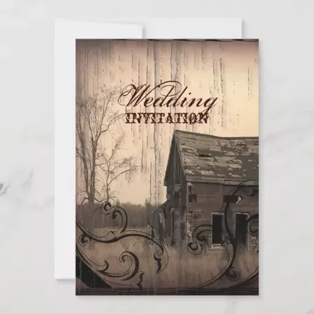rustic western country farm barn wedding invitation | Zazzle.com