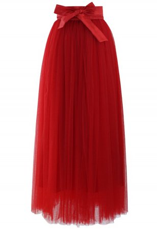 Red A-line Midi Skirt - Retro, Indie and Unique Fashion