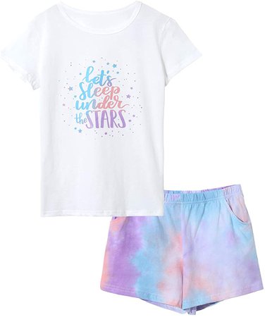 Amazon.com: Beezizac Pajamas for Girls – Sleep Under The Stars Theme Sleepover/Sleepaway Camp PJS Set 100% Cotton Kids Summer Tween Clothes Size 14: Clothing