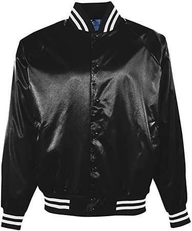 Augusta Sportswear Adult Satin Baseball Jacket with Striped Trim from