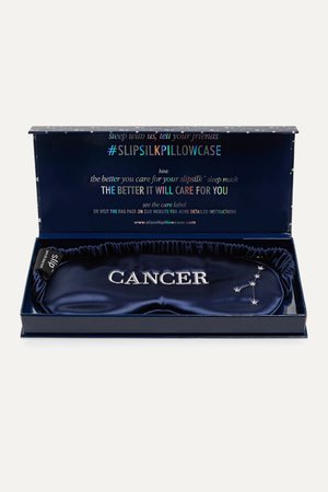 Navy Cancer embroidered mulberry silk eye mask | Slip | NET-A-PORTER