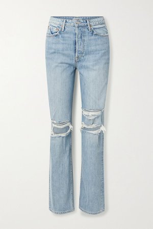 Light denim Mica distressed high-rise straight-leg jeans | GRLFRND | NET-A-PORTER