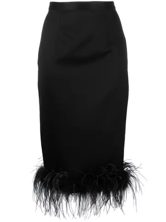 STYLAND feather-trim pencil skirt