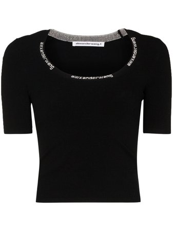 T By Alexander Wang Logo Embroidered Scoop Neck Top Aw20