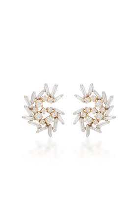 18K Yellow And White Gold Diamond Earrings by Suzanne Kalan | Moda Operandi