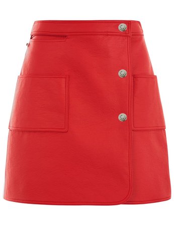 COURRÈGES Red Coated Cotton Mini Skirt