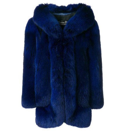 Christian Dior 80s Royal Blue Fur Coat New Condition For Sale at 1stdibs