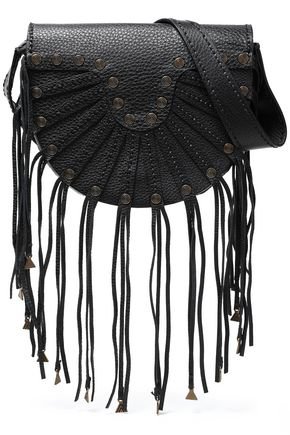 Embellished fringed textured-leather shoulder bag | VALENTINO GARAVANI | Sale up to 70% off | THE OUTNET