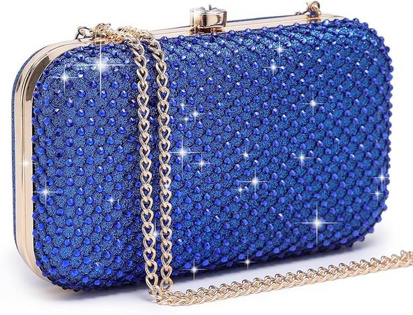 Dasein Womens Rhinestone Clutch Purse Sparkling Evening Bag with Crystal Clasp for Formal Prom Party Wedding (Blue): Handbags: Amazon.com