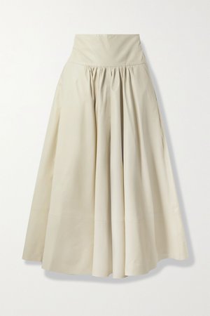 Cream Gathered leather midi skirt | Co | NET-A-PORTER