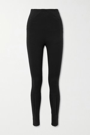 Zip-detailed Stretch-jersey Leggings - Black