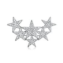 Bling Jewelry - Large Big Statement Fashion USA Patriotic Sparkly 6 Crystal Stars Brooch Pin For Women Silver Or Gold Plated - Walmart.com - Walmart.com