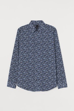 Regular Fit Shirt - Dark blue/paisley-patterned - Men | H&M US