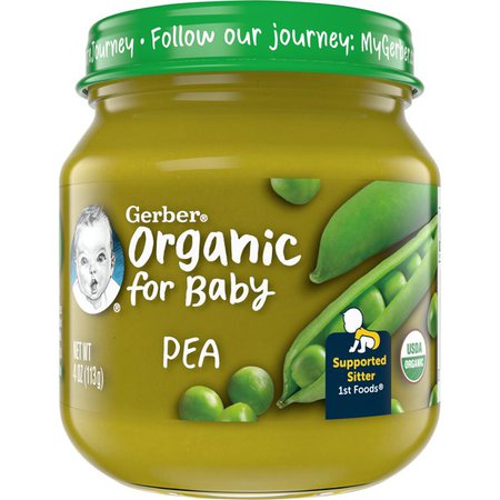 Gerber 1st Foods Organic for Baby Baby Food, Pea, 4 oz Jar - Walmart.com