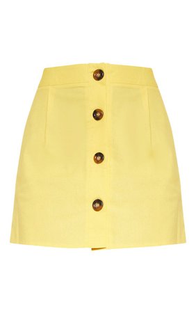Yellow Cotton Button Detail Mini Skirt | PrettyLittleThing USA