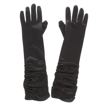 Black Satin Ruched Gloves | Claire's US