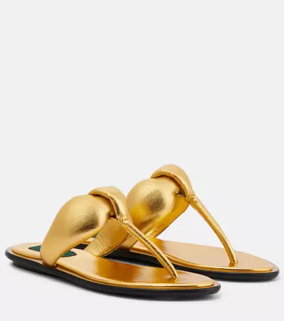 Metallic Leather Thong Sandals in Gold - Pucci | Mytheresa