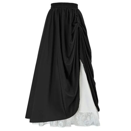 Women Double Victorian Renaissance Lace Half Skirt 2023 Women's Solid Color Draped Pleated Vintage Renaissance Skirt - AliExpress