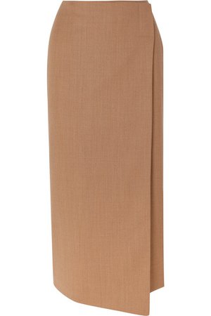La Collection | Augusta wool-blend wrap midi skirt | NET-A-PORTER.COM