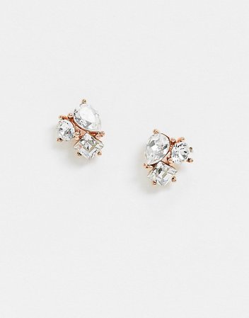 Ted Baker Carlenn crystal cluster stud earrings in gold | ASOS