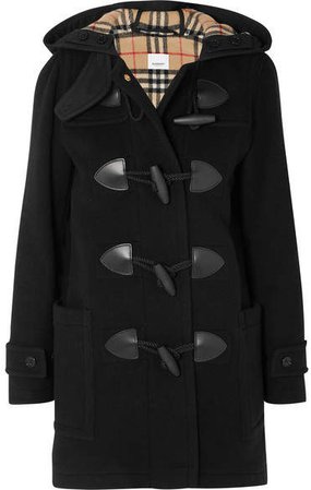 Hooded Wool-blend Felt Coat - Black