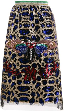 butterfly sequin-embellished skirt