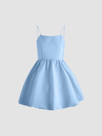 Cami Solid Blue Flare Dress – LookSKY