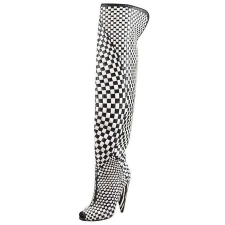 New TOM FORD Black/Chalk Woven Leather Over-the-Knee Boot at 1stdibs