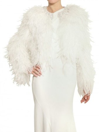 feather coat white