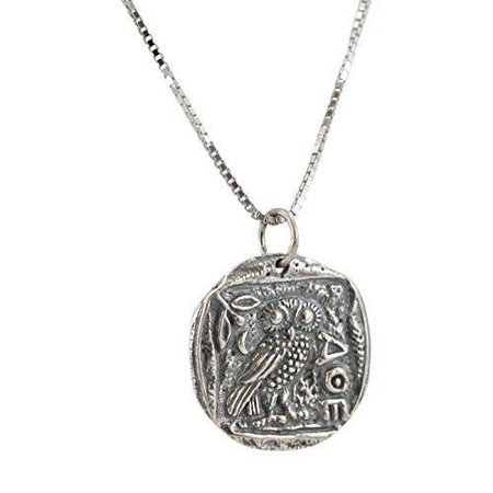 Ancient Greek Coin with Athenas Owl Necklace in Sterling Silver #7014- - Zoe & Piper Wholesale